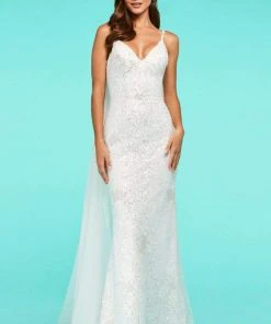 Sherri Hill - 53711 V-Neck Chiffon Sheath Dress