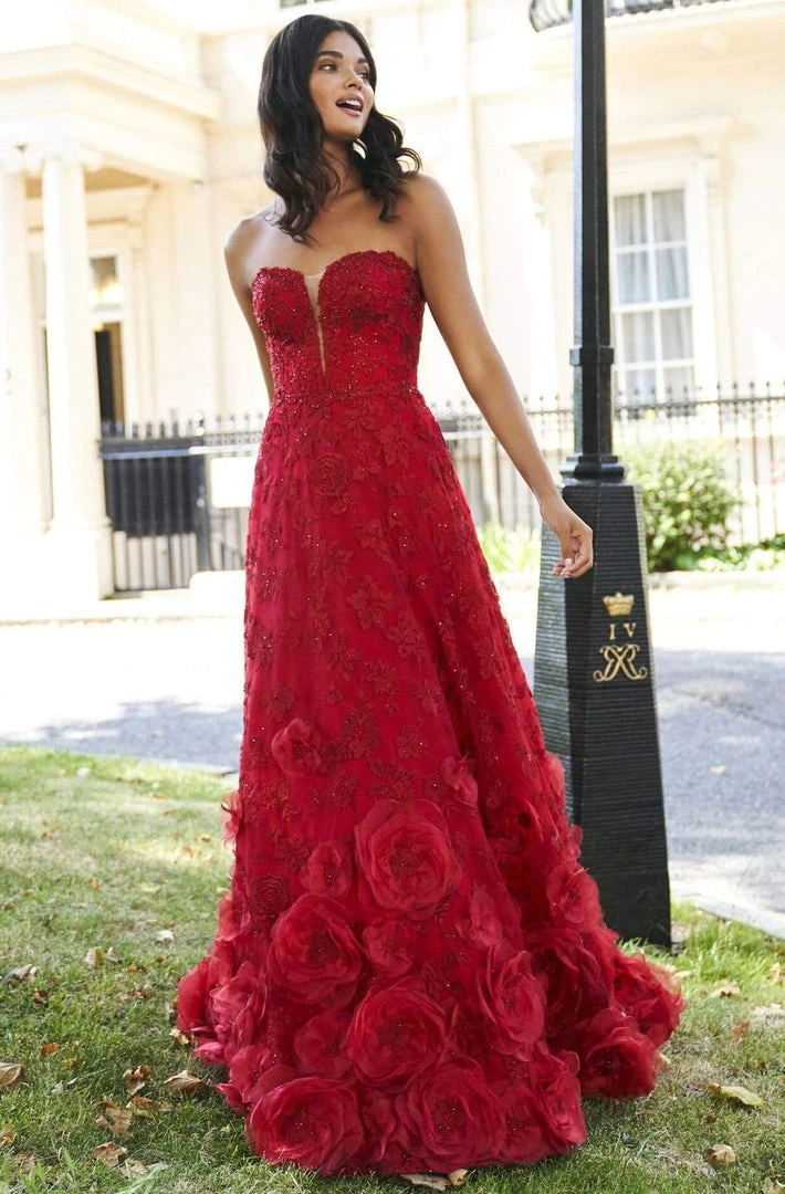 Sherri Hill - 53714 Strapless Applique A-Line Dress 5 Sherri Hill - 53714 Strapless Applique A-Line Dress