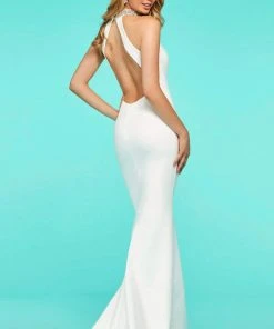 Sherri Hill - 53718 Bejeweled High Neckline Scuba Sheath Dress