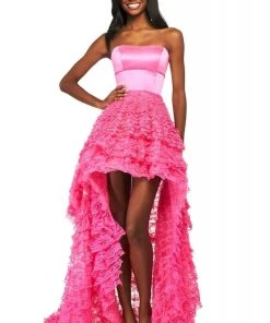 Sherri Hill - 53720 Ruffled Strapless High-Low Dress 12 Sherri Hill - 53720 Ruffled Strapless High-Low Dress