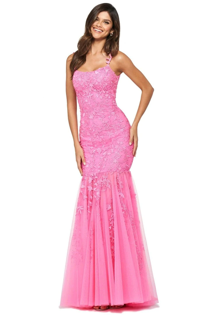 Sherri Hill - 53723 Plunging Scooped Back Fitted Lace Dress 7 Sherri Hill - 53723 Plunging Scooped Back Fitted Lace Dress