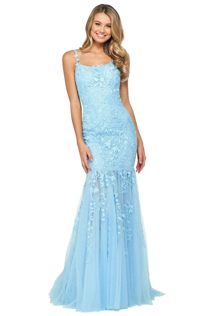 Sherri Hill - 53723 Plunging Scooped Back Fitted Lace Dress 5 Sherri Hill - 53723 Plunging Scooped Back Fitted Lace Dress