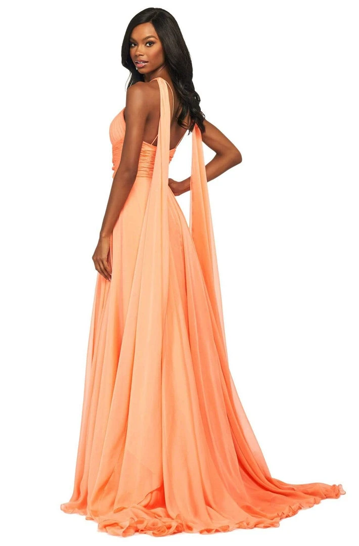 Sherri Hill - 53761 Keyhole Slit Halter Chiffon A-Line Dress 4 Sherri Hill - 53761 Keyhole Slit Halter Chiffon A-Line Dress