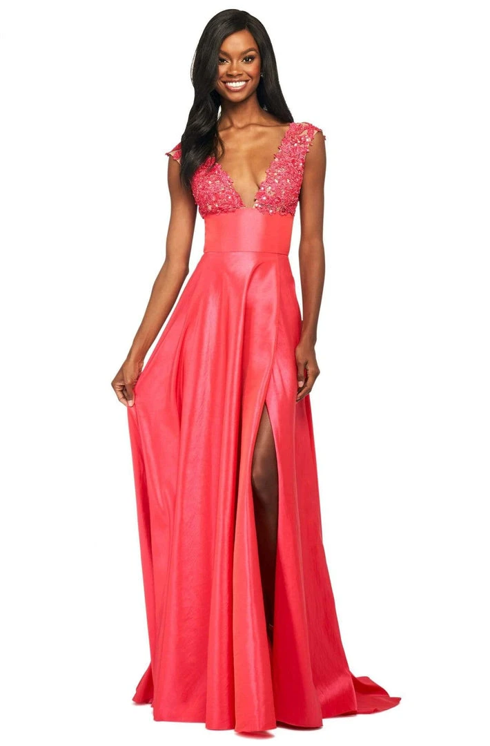 Sherri Hill - 53767 Beaded Plunging V-Neck A-Line Dress 3 Sherri Hill - 53767 Beaded Plunging V-Neck A-Line Dress