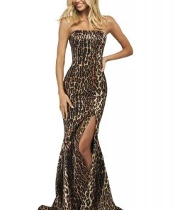 Sherri Hill - 53773 Straight-Across Lace-Up Fitted Dress