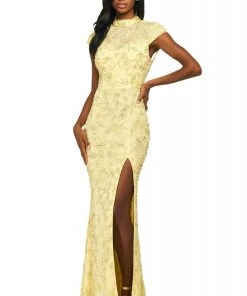 Sherri Hill - 53793 High Neckline Beaded Sheath Dress