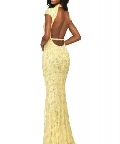 Sherri Hill - 53793 High Neckline Beaded Sheath Dress