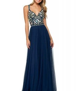 Sherri Hill - 53803 Crisscross Strapped Beaded A-Line Dress