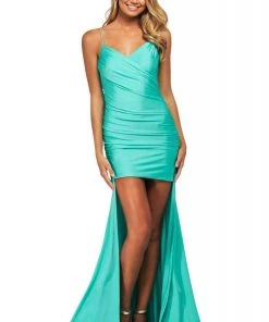 Sherri Hill - 53809 Ruched Sweetheart High-Low Jersey Dress