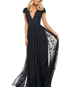 Sherri Hill - 53815 V-Neck Beaded Sheath Dress