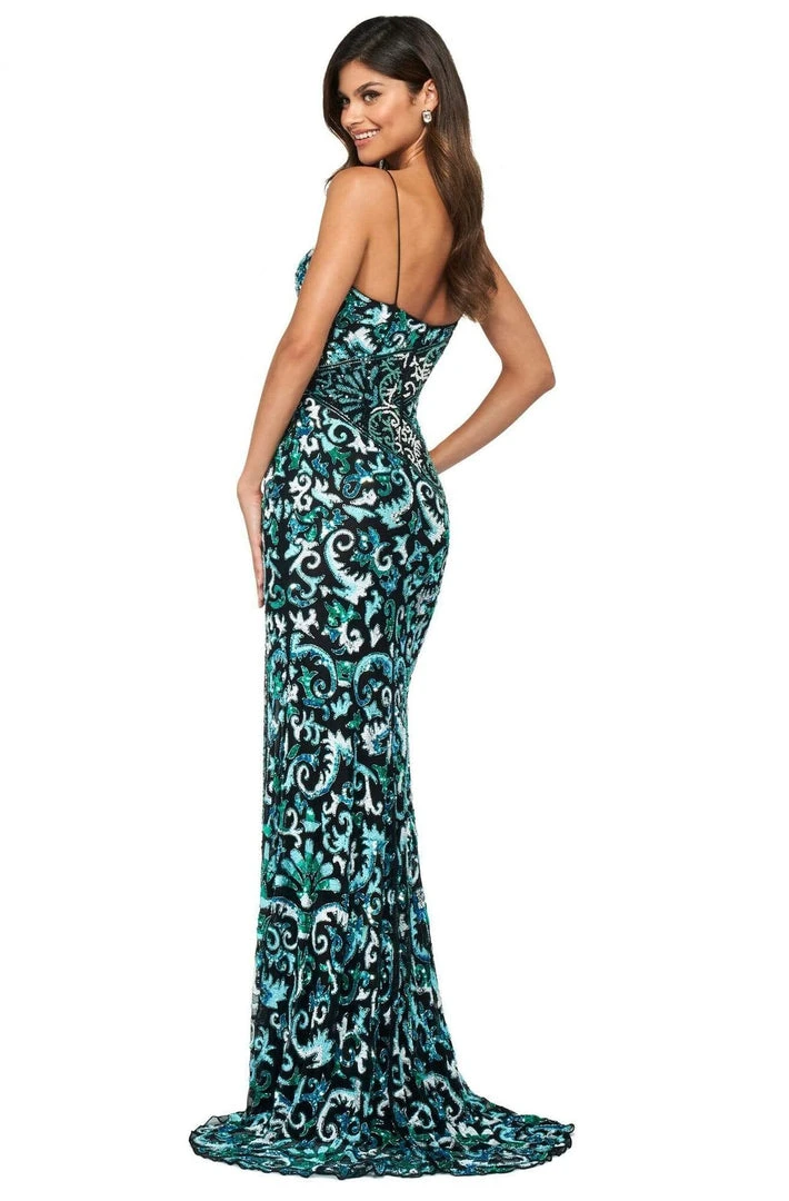 Sherri Hill - 53828 Beaded Scoop Evening Dress With Slit 6 Sherri Hill - 53828 Beaded Scoop Evening Dress With Slit