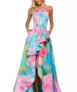 Sherri Hill - 53871 Neckline Taffeta A-Line Dress