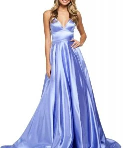 Sherri Hill - 53885 Sleeveless V Neck Lace Up Satin Dress