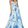 Sherri Hill - 53886 V-Neck Satin Floral Dress 2 Sherri Hill - 53886 V-Neck Satin Floral Dress