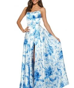 Sherri Hill - 53902 Scoop Neckline Floral A-Line Dress