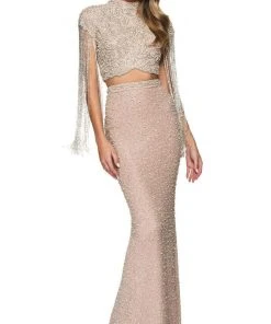 Sherri Hill - 54057 Two-Piece Bead-Fringed High Neck Gown 7 Sherri Hill - 54057 Two-Piece Bead-Fringed High Neck Gown