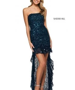 Sherri Hill - 54102 Strapless Star Sequin High Low Dress