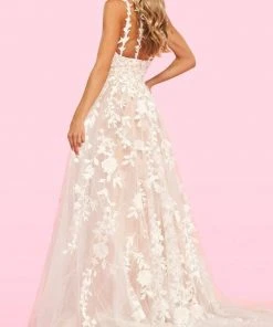 Sherri Hill - 54159 Sleeveless V-Neck Floral Appliques Lace Tulle Gown 6 Sherri Hill - 54159 Sleeveless V-Neck Floral Appliques Lace Tulle Gown