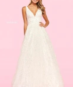 Sherri Hill - 54177 V Neck Glittered A-line Dress