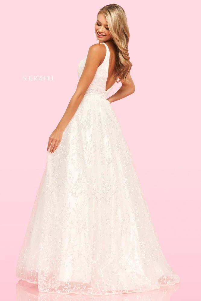 Sherri Hill - 54177 V Neck Glittered A-line Dress 4 Sherri Hill - 54177 V Neck Glittered A-line Dress