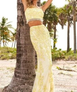 Sherri Hill - 54219 Two-Piece Bead-Fringed Sheath Gown 9 Sherri Hill - 54219 Two-Piece Bead-Fringed Sheath Gown