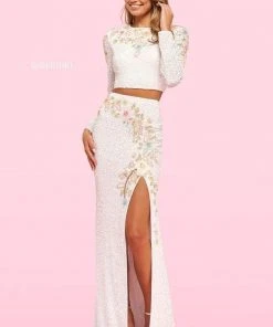 Sherri Hill - 54233 Long Sleeve Textured Two Piece Dress