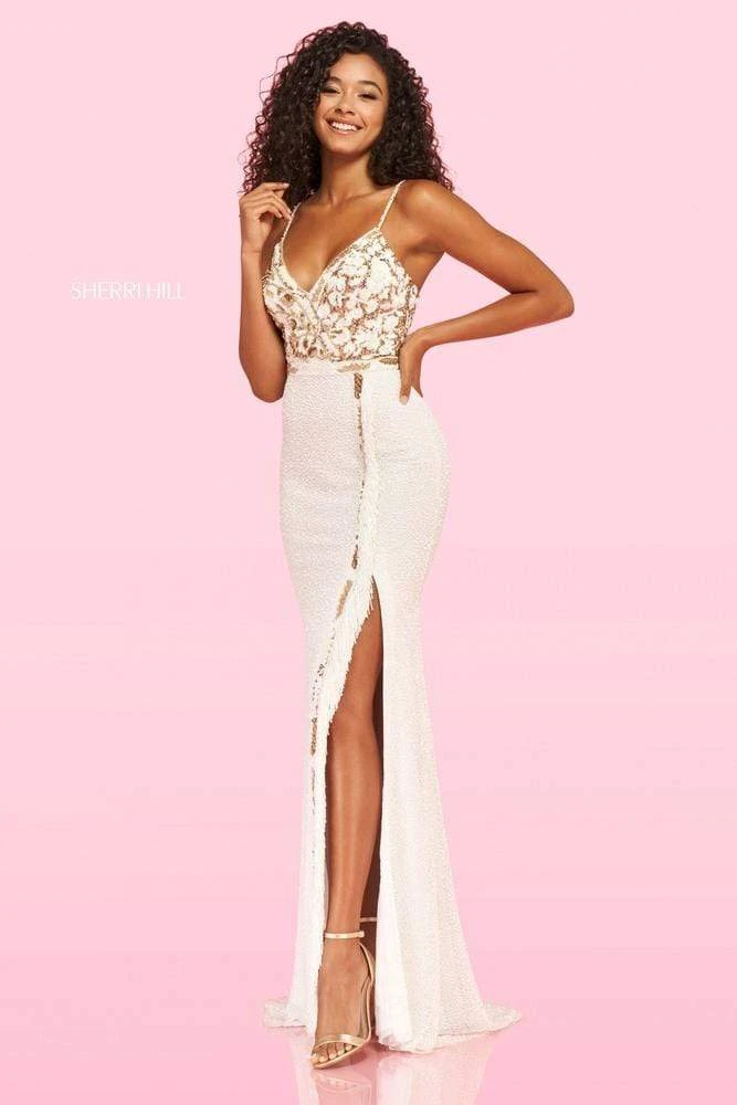 Sherri Hill - 54236 Spaghetti Strapped Slit Sheath Dress 3 Sherri Hill - 54236 Spaghetti Strapped Slit Sheath Dress