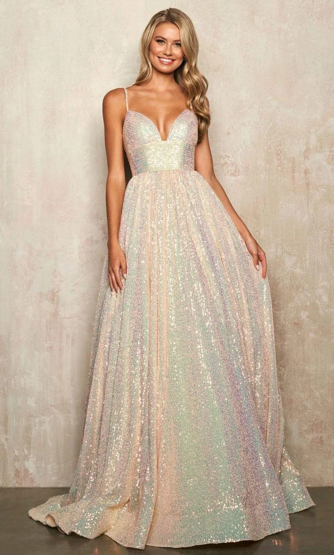 Sherri Hill - 54261 Sequined Deep V Neck Ballgown 3 Sherri Hill - 54261 Sequined Deep V Neck Ballgown