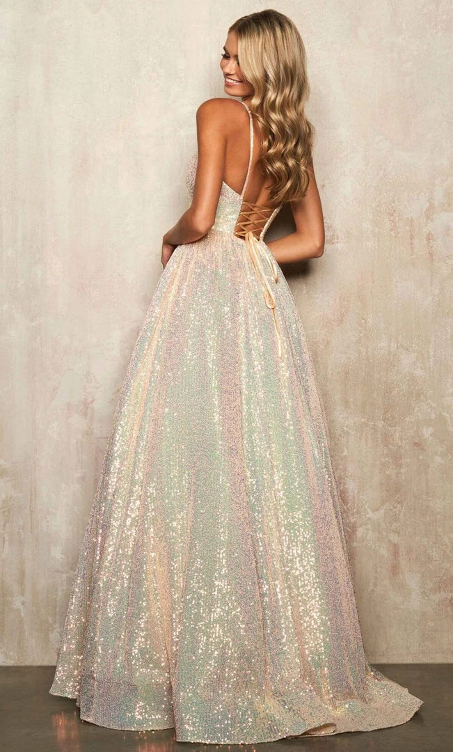 Sherri Hill - 54261 Sequined Deep V Neck Ballgown 4 Sherri Hill - 54261 Sequined Deep V Neck Ballgown
