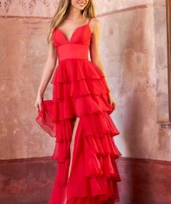 Sherri Hill - 54297 V-Neck Tiered High Low Dress