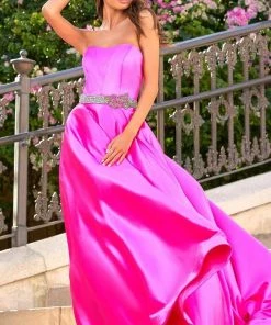 Sherri Hill - 54785 Strapless Jeweled Waist A-Line Gown