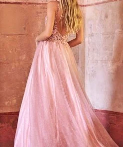 Sherri Hill - 54965 Floral Accented Glittery Tulle Gown