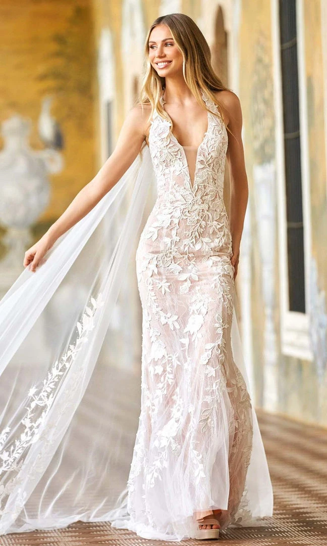 Sherri Hill - 54993 Sheer Caped Embroidered Gown 5 Sherri Hill - 54993 Sheer Caped Embroidered Gown