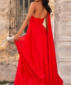 Sherri Hill - 55006 Asymmetric Side Cape Long Dress 6 Sherri Hill - 55006 Asymmetric Side Cape Long Dress