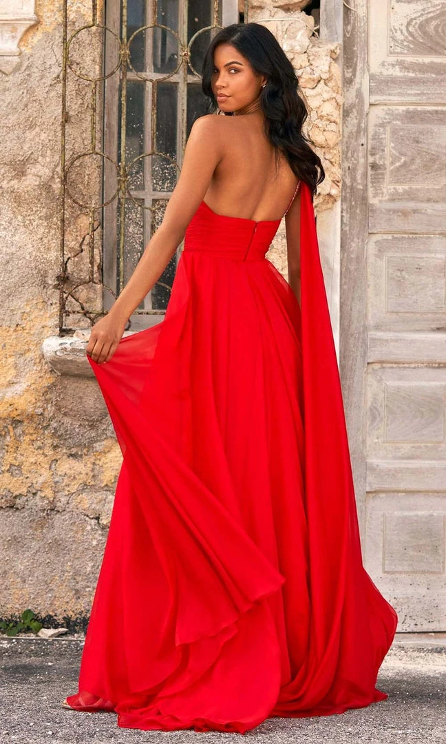 Sherri Hill - 55006 Asymmetric Side Cape Long Dress 4 Sherri Hill - 55006 Asymmetric Side Cape Long Dress