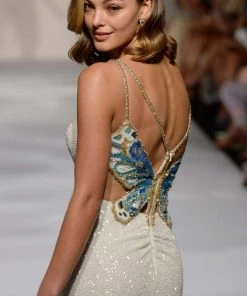 Sherri Hill - 55058 Butterfly Back Beaded Sheath Gown