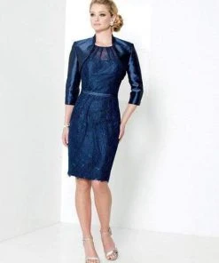 Social Occasions By Mon Cheri Social Occasions - 215803 Two-Piece Lace Illusion Jewel Neck Dress