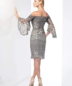 Social Occasions By Mon Cheri - 218801 Embroidered Lace Sheath Dress