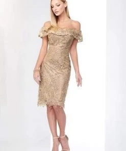 Social Occasions By Mon Cheri - Off-Shoulder Corded Lace Dress 218810