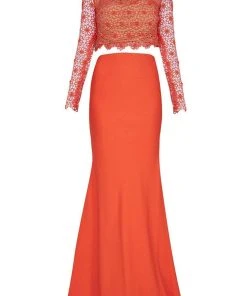 Tarik Ediz - Floral Long Sleeve Gown 92535 Long Dresses 15 Tarik Ediz - Floral Long Sleeve Gown 92535 Long Dresses