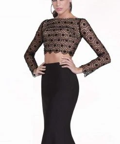 Tarik Ediz - Floral Long Sleeve Gown 92535 Long Dresses 12 Tarik Ediz - Floral Long Sleeve Gown 92535 Long Dresses