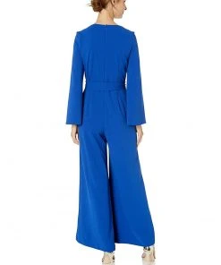 Long Dresses Taylor - 1140MJ V Neck Split Flared Long Sleeved Solid Jersey Jumpsuit 14 Long Dresses Taylor - 1140MJ V Neck Split Flared Long Sleeved Solid Jersey Jumpsuit
