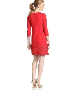 Short Dresses Taylor - Crochet Hem Jewel Neck Dress 5170M